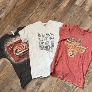 Graphic T-Shirts Set - Black, Gray, Red